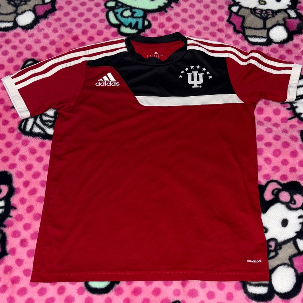 Adidas Red and Black Jersey with White Stripes